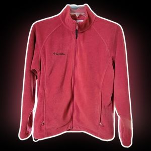 Women's Size L Columbia sportswear fleece zip up jacket rust brick red